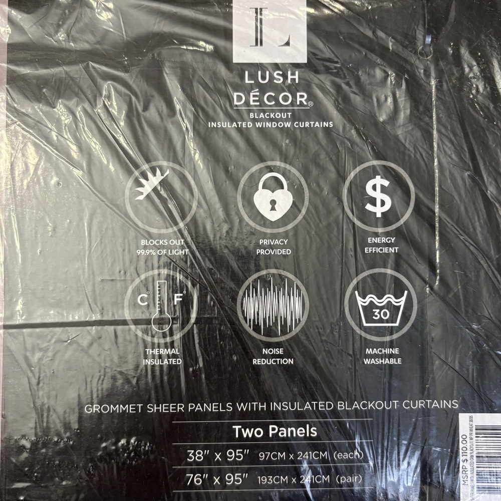 NWT Lush Decor Drapes Curtains Blackout Panel Set with Sheer Overlay Set… - Picture 7 of 8